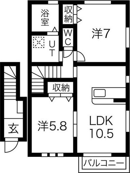 レジデンスダイドーB(2LDK/2階)の間取り写真