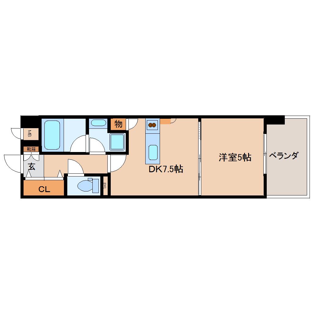 FORTUNAヤマダ(1DK/4階)の間取り写真