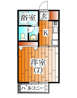 下坊マンション(1K/2階)の間取り写真