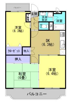 フルールM(3DK/3階)の間取り写真
