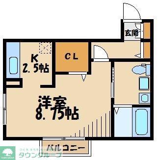 ヴァーチュー(1K/2階)の間取り写真