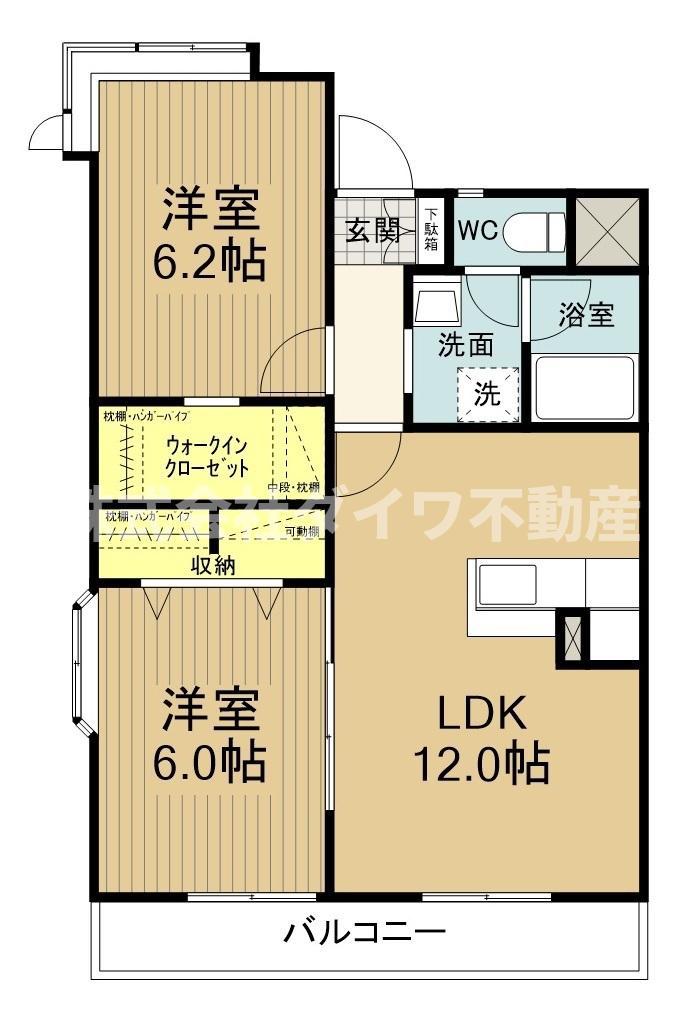 マンション稲葉(2LDK/3階)の間取り写真