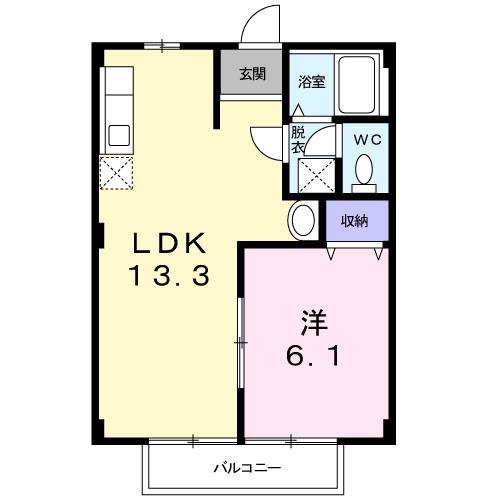 センターコート(1LDK/2階)の間取り写真