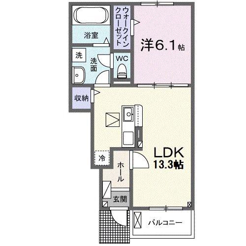 ロング ボワ シュド(1LDK/1階)の間取り写真