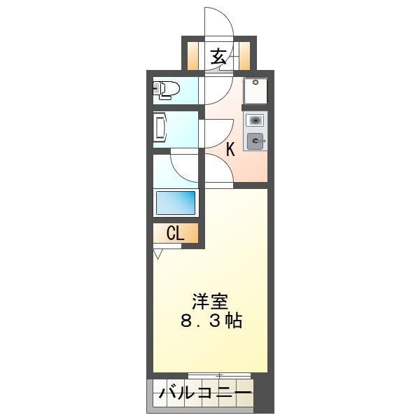 BUENA東大通(1K/9階)の間取り写真