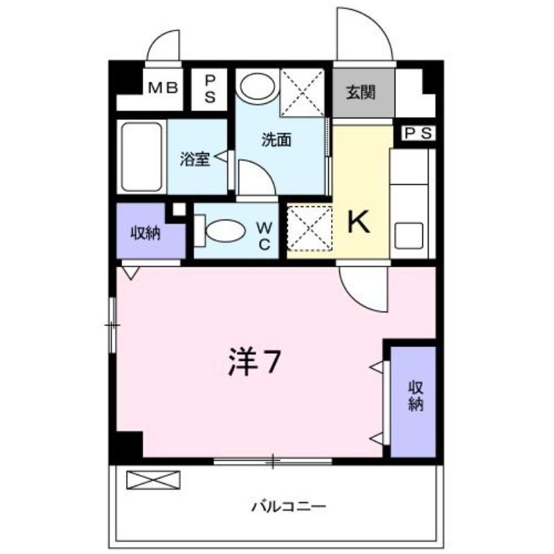 ラ ヴィ アン ローズ(1K/1階)の間取り写真