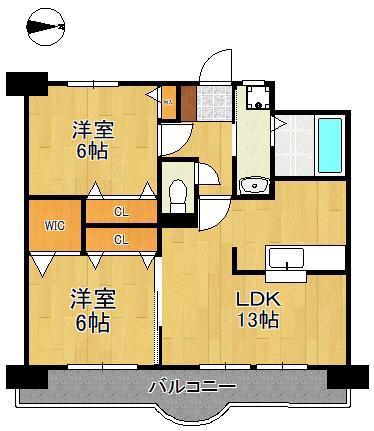クレール長尾II(2LDK/6階)の間取り写真