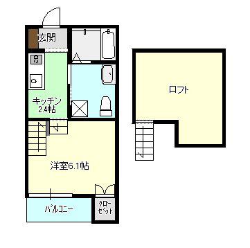 アレグリア大島II(1SK/2階)の間取り写真