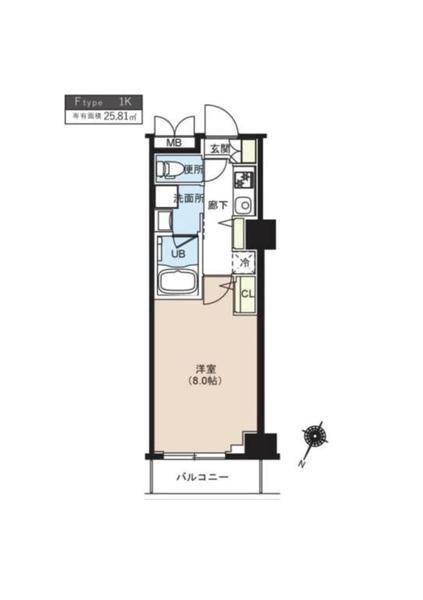 TATSUMIスカイガーデンテラス(1K/1階)の間取り写真