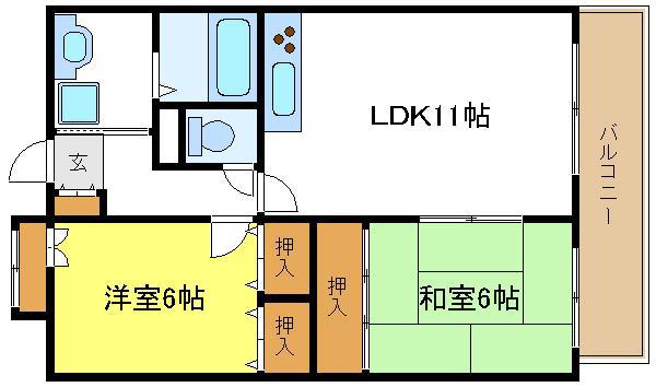 リアライズ花園町(2LDK/2階)の間取り写真