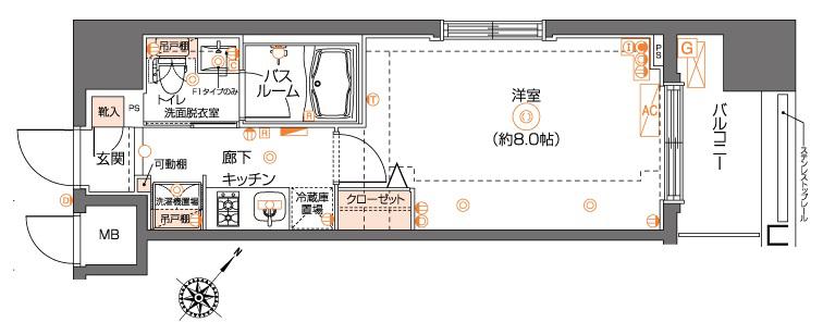 ZOOM池尻大橋(1K/9階)の間取り写真