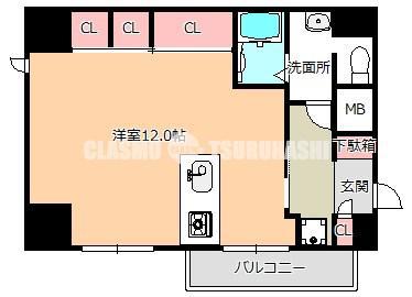 メゾン夕陽ヶ丘(ワンルーム/3階)の間取り写真