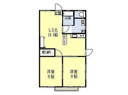 円座町 ハイツアルカディア(2LDK/1階)の間取り写真