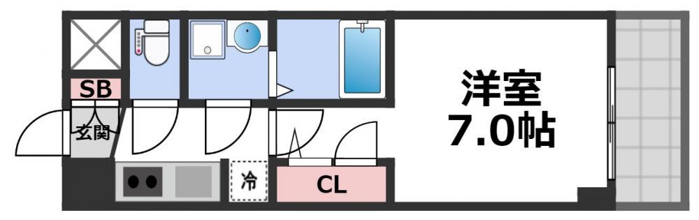 S-RESIDENCE高井田CENTRAL(1K/7階)の間取り写真