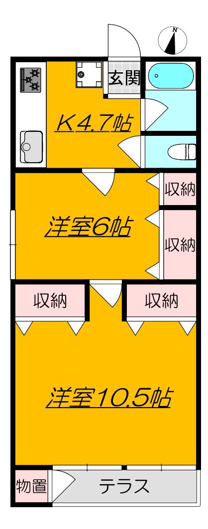 コーポ寿(2K/1階)の間取り写真