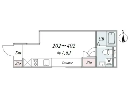 TRIAS305(ワンルーム/4階)の間取り写真