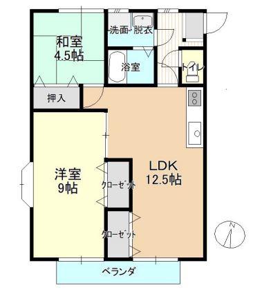 マンションルーブランB棟(2LDK/2階)の間取り写真