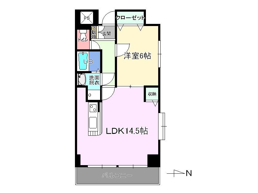 サニープレイス銀杏(1LDK/2階)の間取り写真