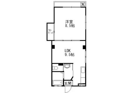 マンション美和(ワンルーム/2階)の間取り写真