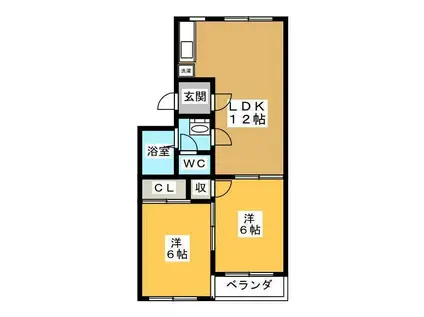 アーデルM(2LDK/3階)の間取り写真