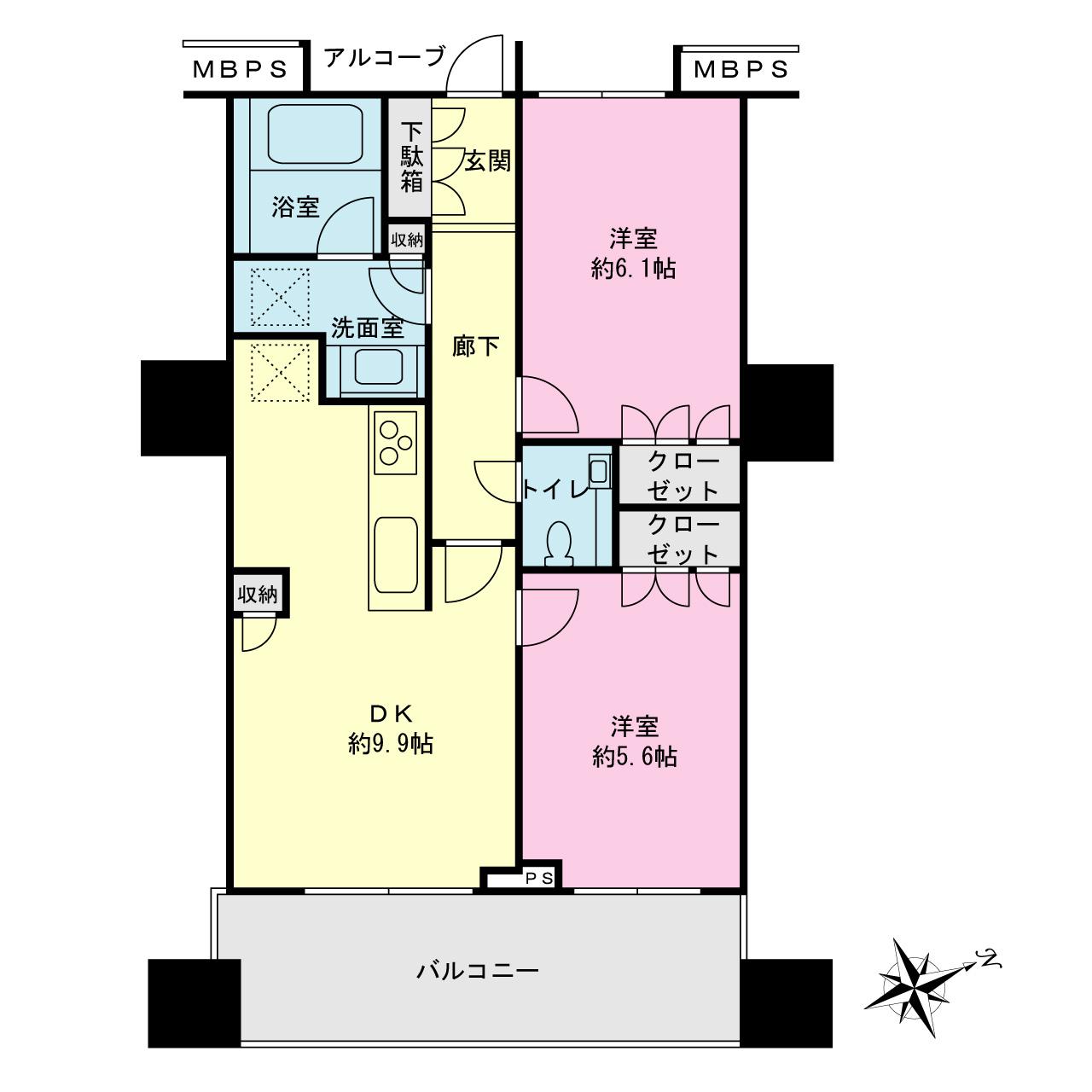 プラウドシティ蒲田(2LDK/7階)の間取り写真