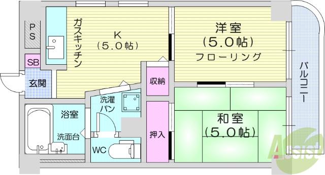 コートパレス(2K/1階)の間取り写真