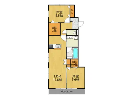 ラ・ファミーユ(2LDK/1階)の間取り写真