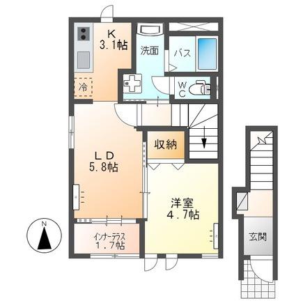 ビオルネ 奏(1LDK/2階)の間取り写真