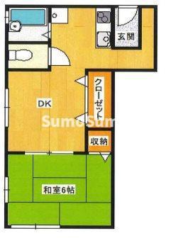 谷岡マンション(1DK/2階)の間取り写真