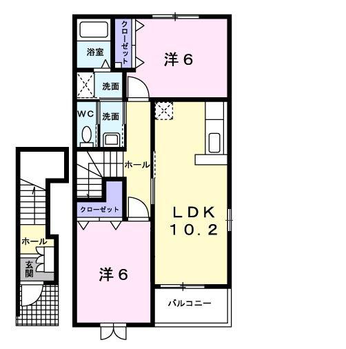 ブリズIV(2LDK/2階)の間取り写真
