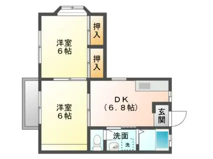 ハイツエバーグリーンA(2DK/2階)の間取り写真