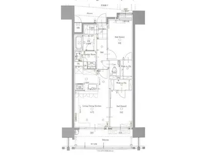 サンパーク城址公園グラッセ(2LDK/8階)の間取り写真