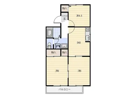 エヴァーグリーンB(3DK/2階)の間取り写真