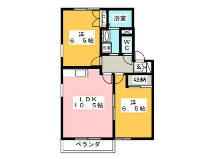 エステートピアKII(2LDK/2階)の間取り写真