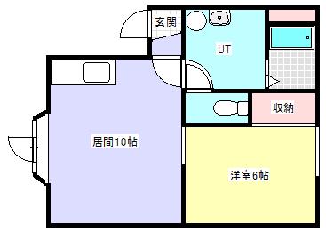 るんるんハイツ(1LDK/2階)の間取り写真