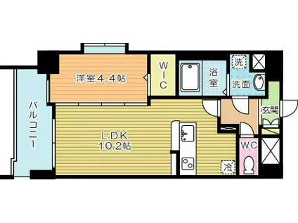 NEW SUN RIVER 15番館(1LDK/10階)の間取り写真