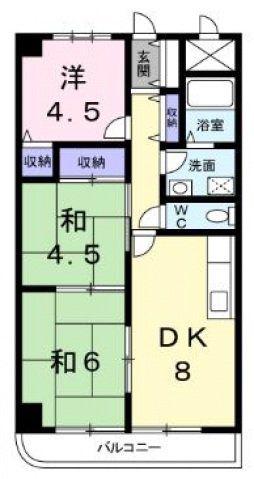 アルカザーレ国分西(3DK/2階)の間取り写真