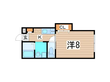 アスコット一本杉I(1K/2階)の間取り写真