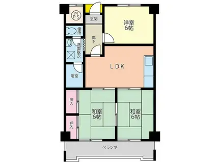 第一グリーンハイツ松縄(3LDK/5階)の間取り写真