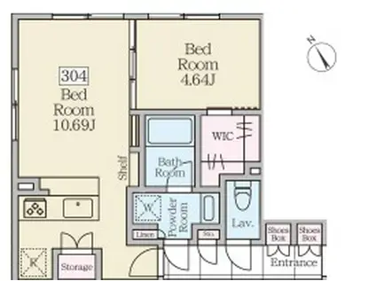 REVERESIDENCE三軒茶屋 レーヴレジデンス三軒茶屋(1LDK/2階)の間取り写真