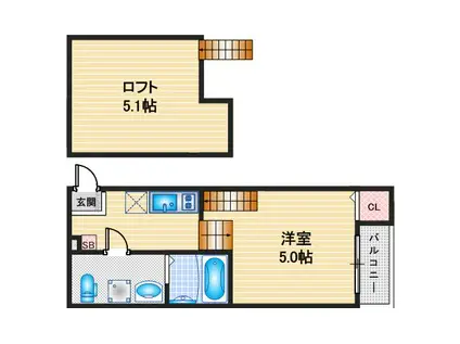 ハーモニーテラス市場木町(1SK/1階)の間取り写真