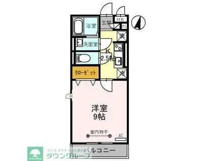 グランドソレーユBABAIII(1K/2階)の間取り写真