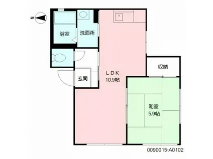 フレグランス大久保A棟(1LDK/1階)の間取り写真