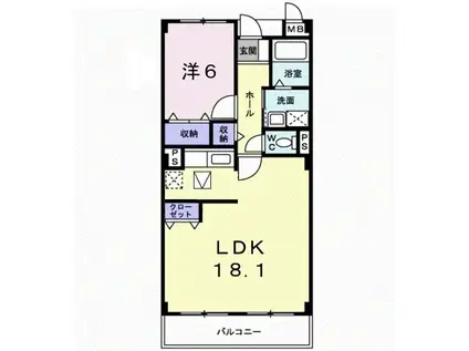 グランド・メール(1LDK/1階)の間取り写真