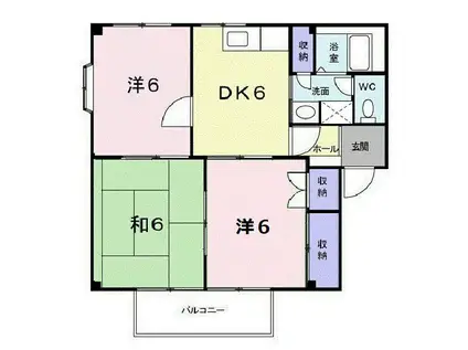 カームネス福山B(3DK/2階)の間取り写真