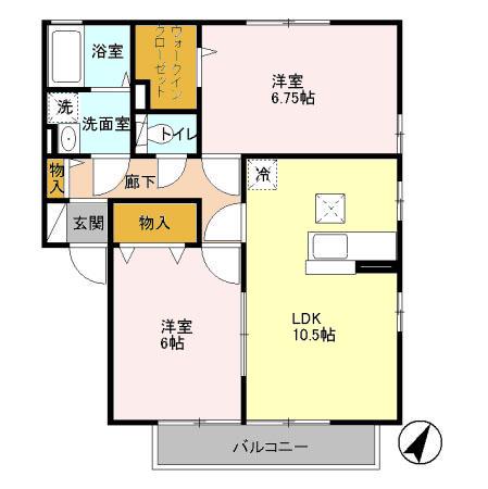 ラディアント(2LDK/1階)の間取り写真