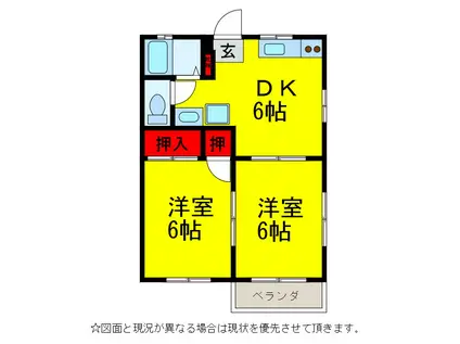 清宮コーポ(2DK/2階)の間取り写真