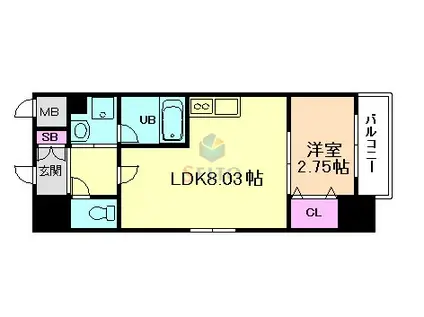 FORTUNEY江坂II(1LDK/7階)の間取り写真