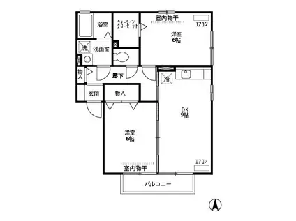 OPUS I(2DK/2階)の間取り写真