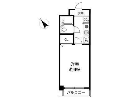 ベレッツァ中道(1K/2階)の間取り写真